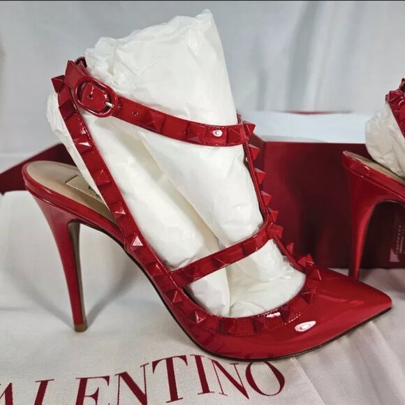 Valentino Garavani Women Rockstud Ankle Strap Pumps Tonal Studs 11 MSRP $1,150 - Picture 5 of 15